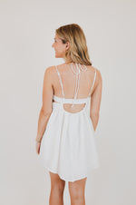 White Cutout Ruched Mini Dress