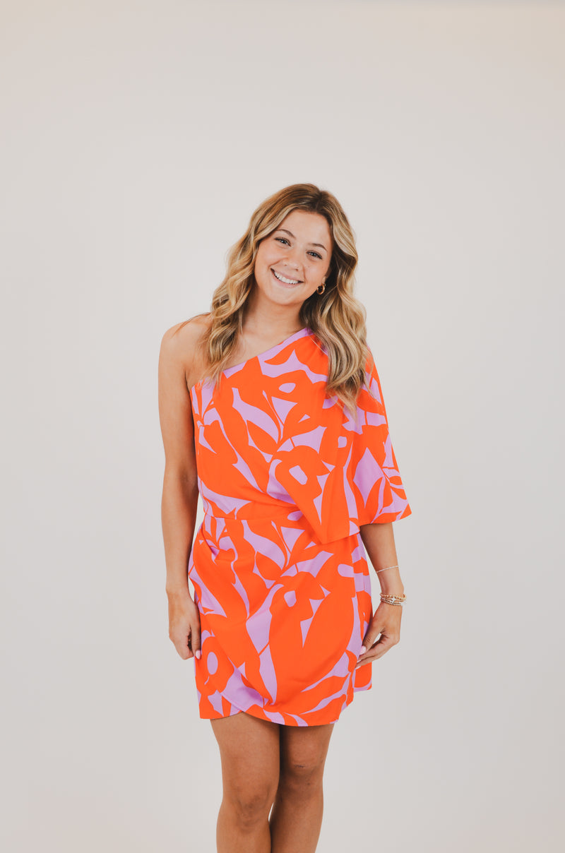 One Shoulder Bold Tropics Bodycon Dress