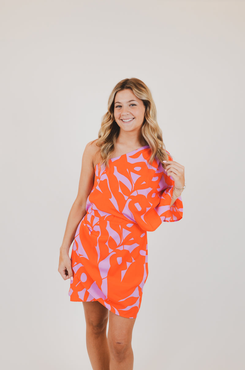 One Shoulder Bold Tropics Bodycon Dress