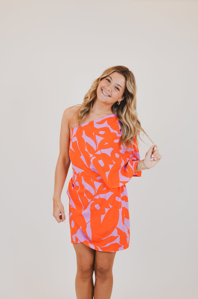 One Shoulder Bold Tropics Bodycon Dress