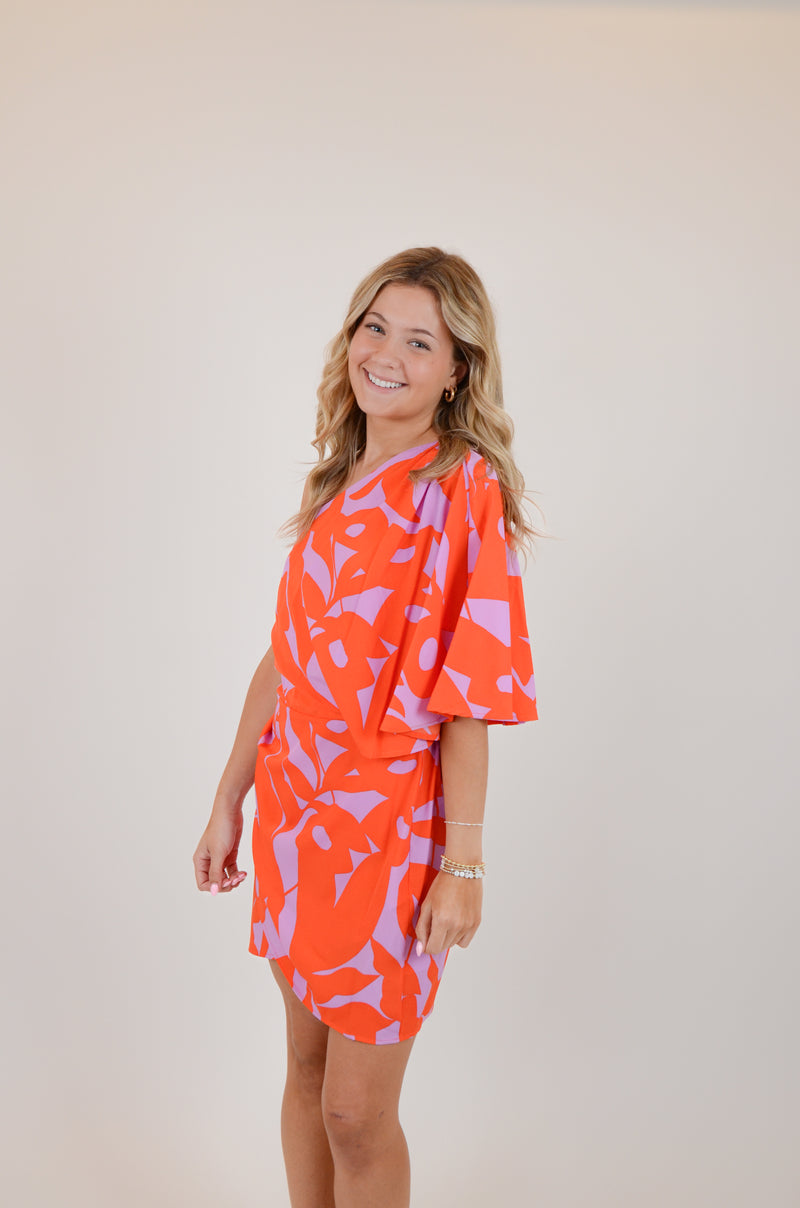 One Shoulder Bold Tropics Bodycon Dress