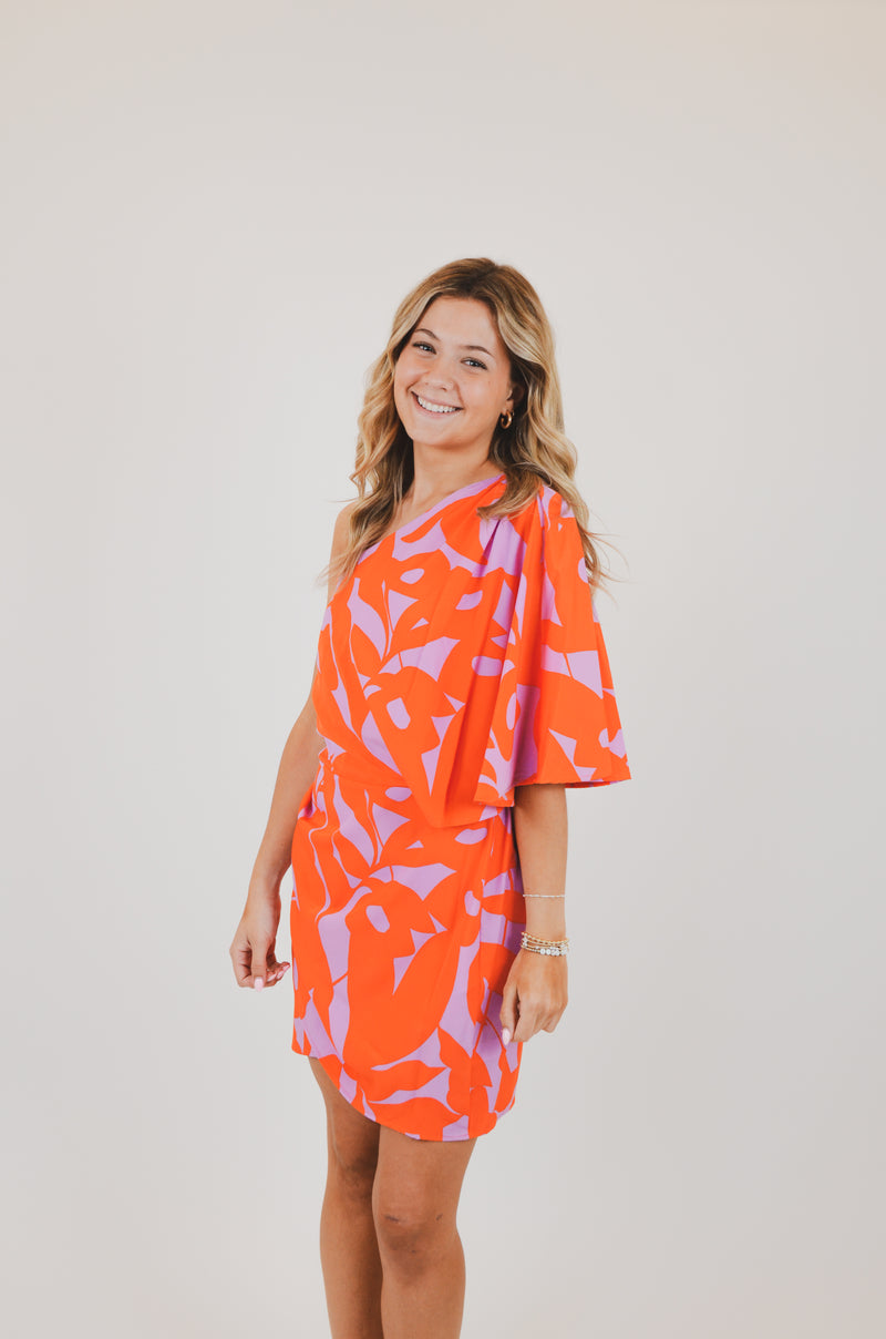 One Shoulder Bold Tropics Bodycon Dress