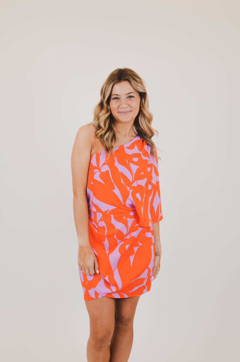 One Shoulder Bold Tropics Bodycon Dress
