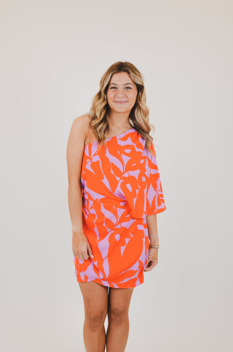 One Shoulder Bold Tropics Bodycon Dress