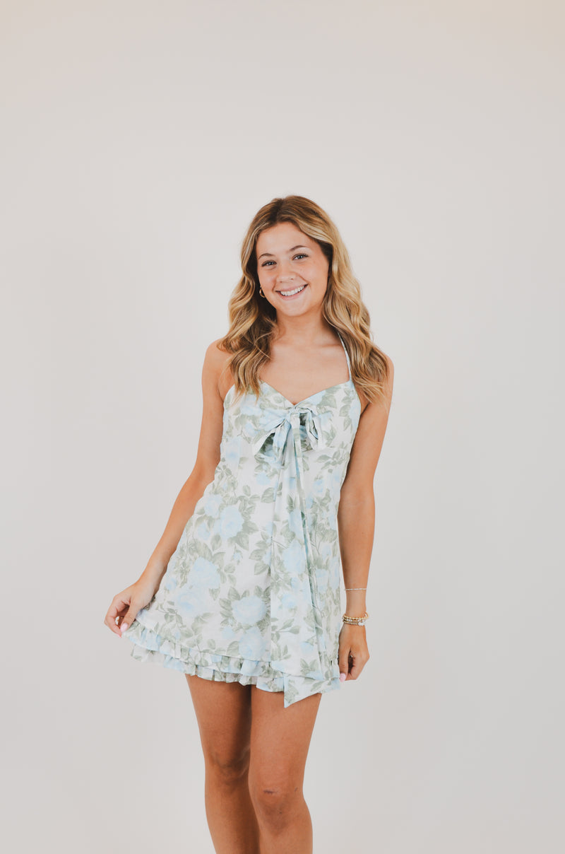 Blue Rose Mini Dress