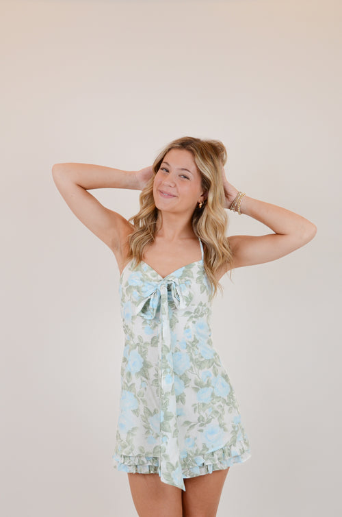 Blue Rose Mini Dress