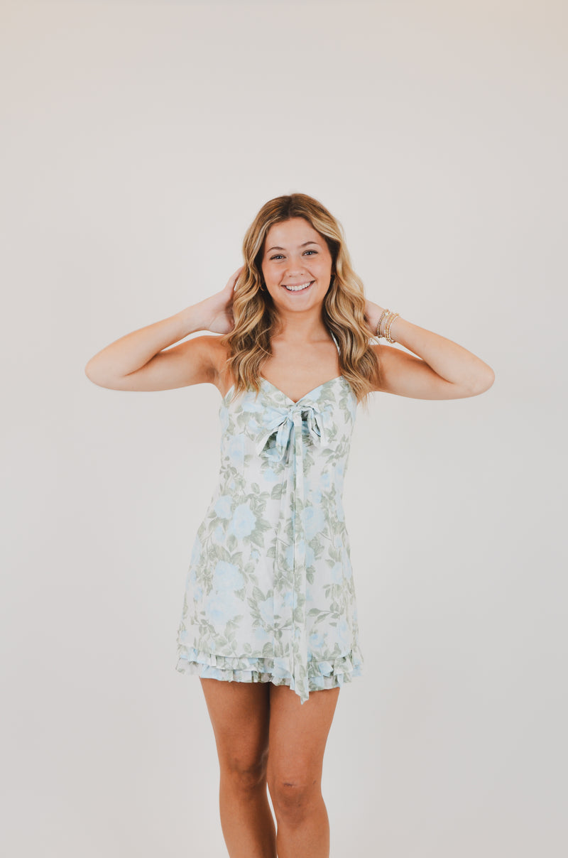 Blue Rose Mini Dress
