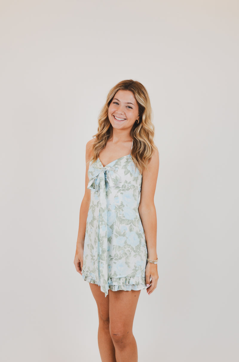 Blue Rose Mini Dress