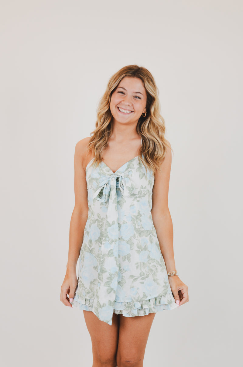 Blue Rose Mini Dress