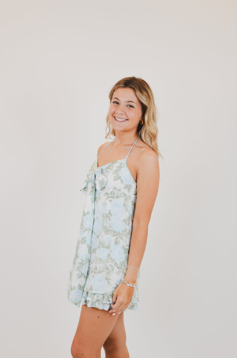 Blue Rose Mini Dress