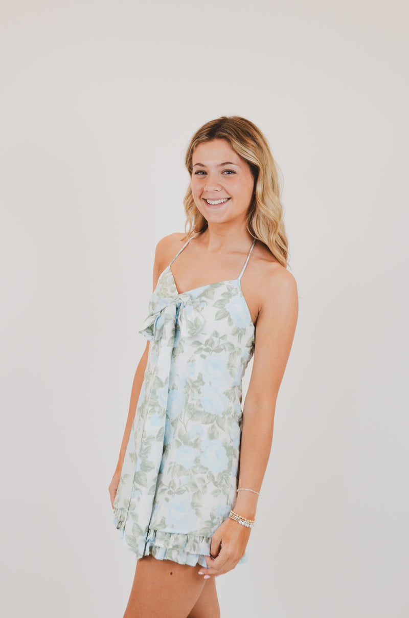 Blue Rose Mini Dress