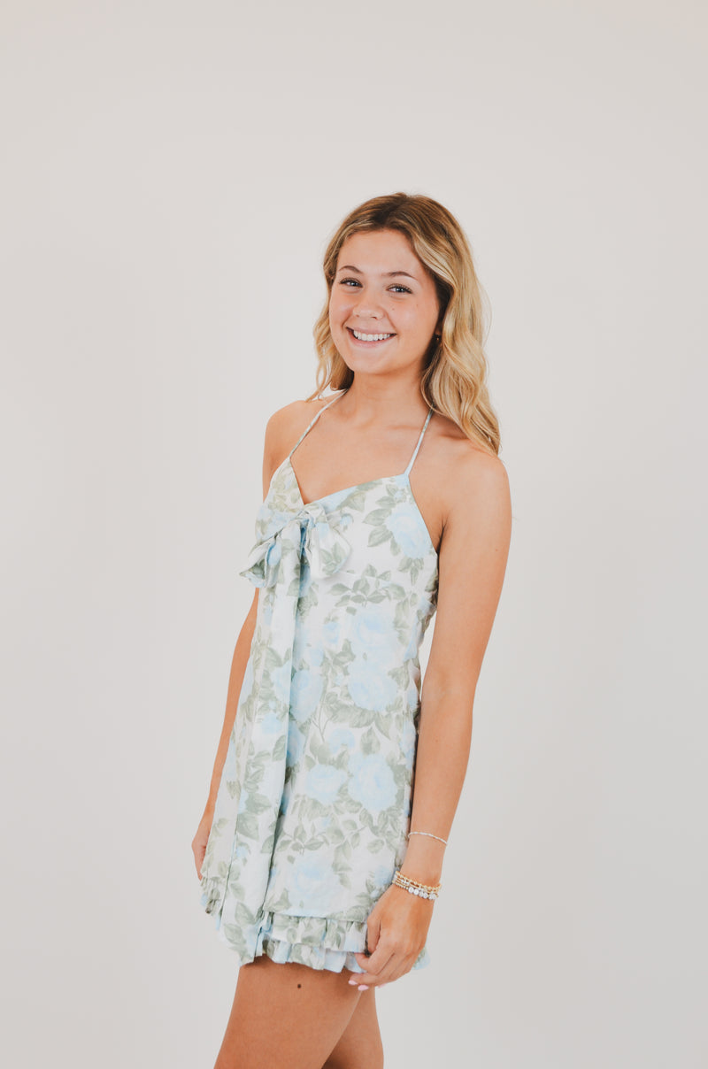 Blue Rose Mini Dress