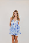 Blue Palm Tree Swing Mini Dress