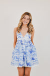 Blue Palm Tree Swing Mini Dress