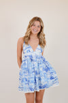 Blue Palm Tree Swing Mini Dress