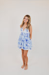 Blue Palm Tree Swing Mini Dress