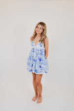 Blue Palm Tree Swing Mini Dress