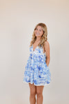Blue Palm Tree Swing Mini Dress