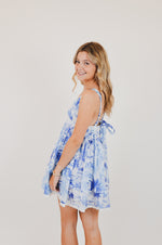 Blue Palm Tree Swing Mini Dress