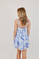 Blue Palm Tree Swing Mini Dress