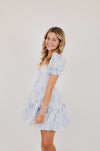 Blue Balloon Floral Ruffle Sleeve Mini Dress