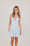 Blue Square Neck with Tie Straps