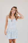 Blue Square Neck with Tie Straps
