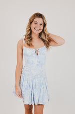 Blue Square Neck with Tie Straps