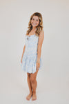 Blue Square Neck with Tie Straps