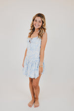 Blue Square Neck with Tie Straps