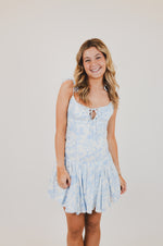 Blue Square Neck with Tie Straps