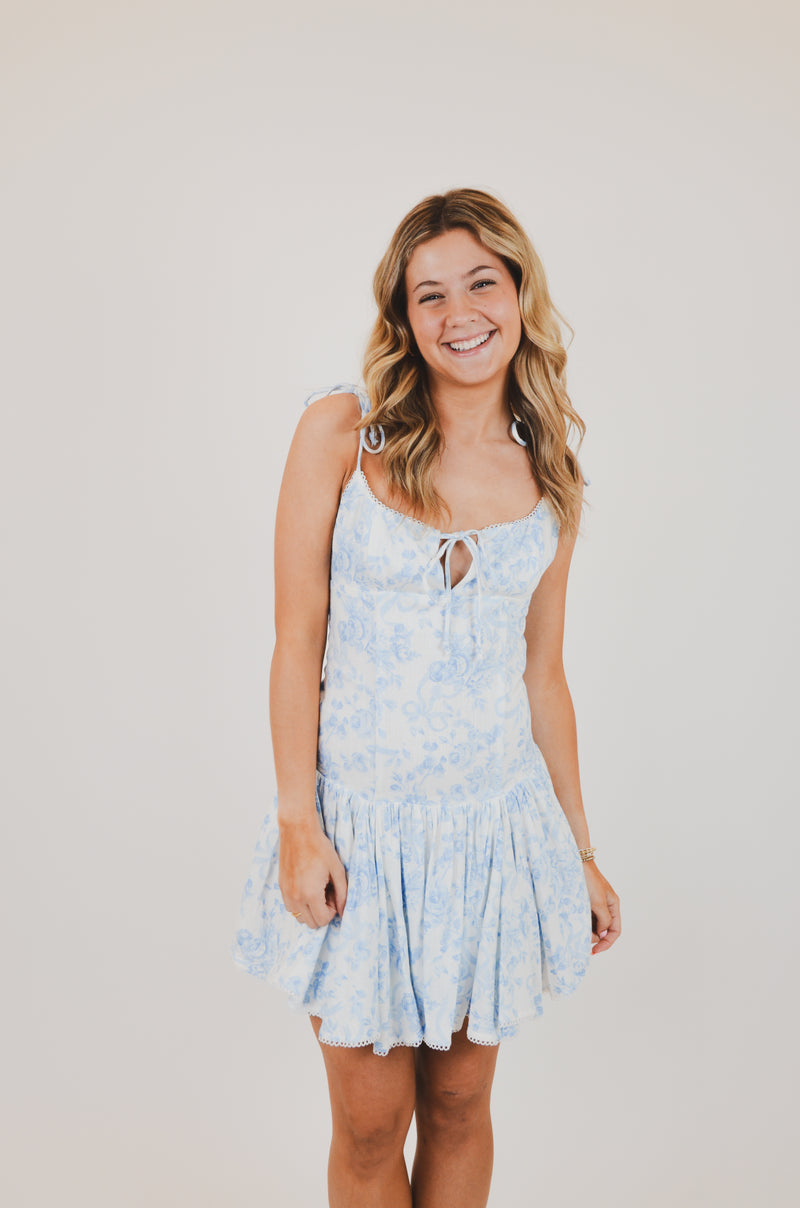 Blue Square Neck with Tie Straps