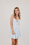 Blue Square Neck with Tie Straps