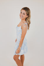 Blue Square Neck with Tie Straps