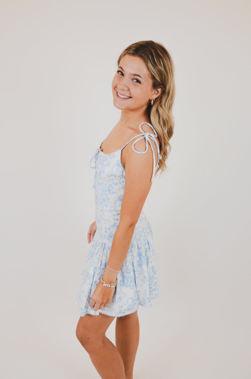 Blue Square Neck with Tie Straps