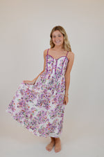 Paisley Print Contrast Binding Midi Dress
