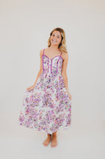 Paisley Print Contrast Binding Midi Dress
