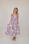 Paisley Print Contrast Binding Midi Dress