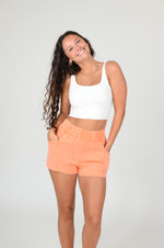 Washed Tangerine Denim Shorts