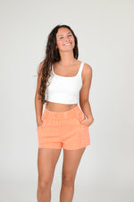 Washed Tangerine Denim Shorts