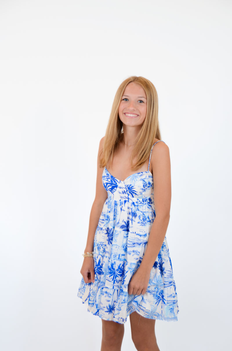Blue Palm Dress