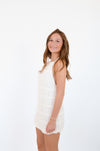 White Halter Full Body Tiered Crinkle Mini Dress