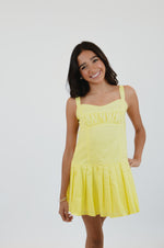 Baby Yellow Open Back Pleated Mini Dress