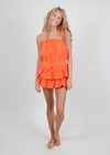 Orange Strapless Skort Romper