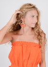 Orange Beaded Double Circle Earrings