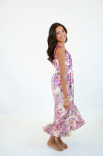 Paisley Print Contrast Binding Midi Dress