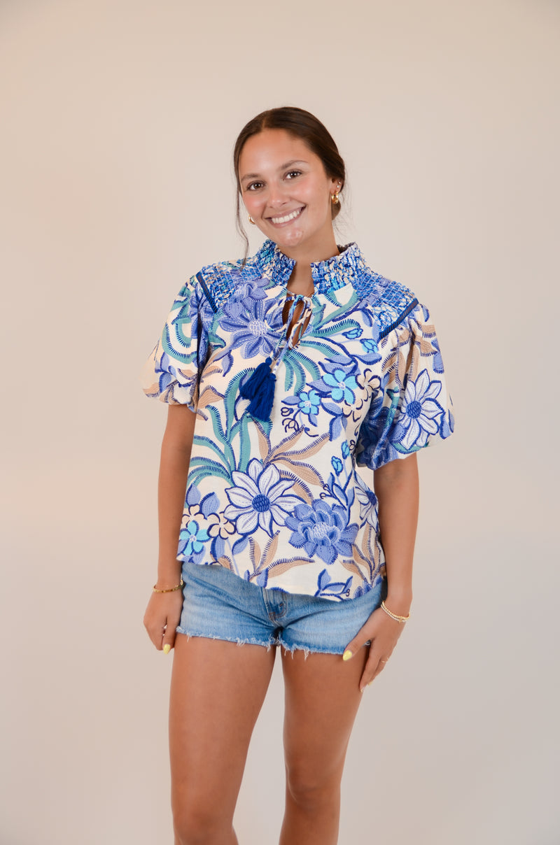 Blue Paisley Top