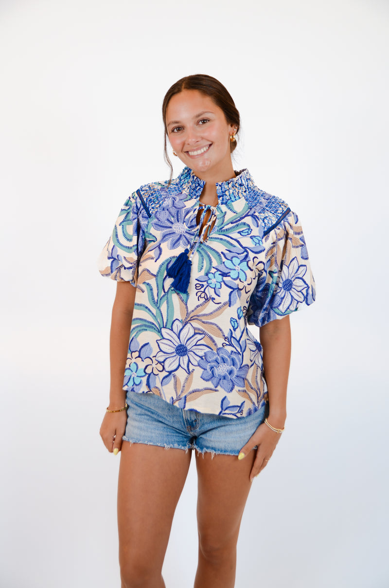 Blue Paisley Top