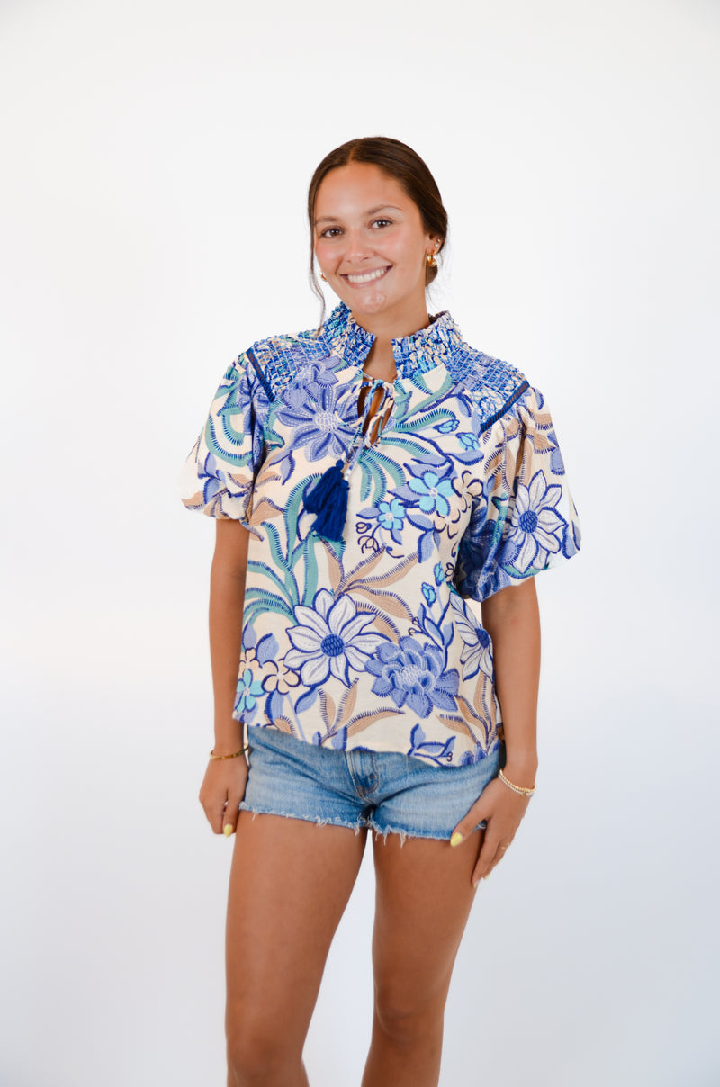 Blue Paisley Top