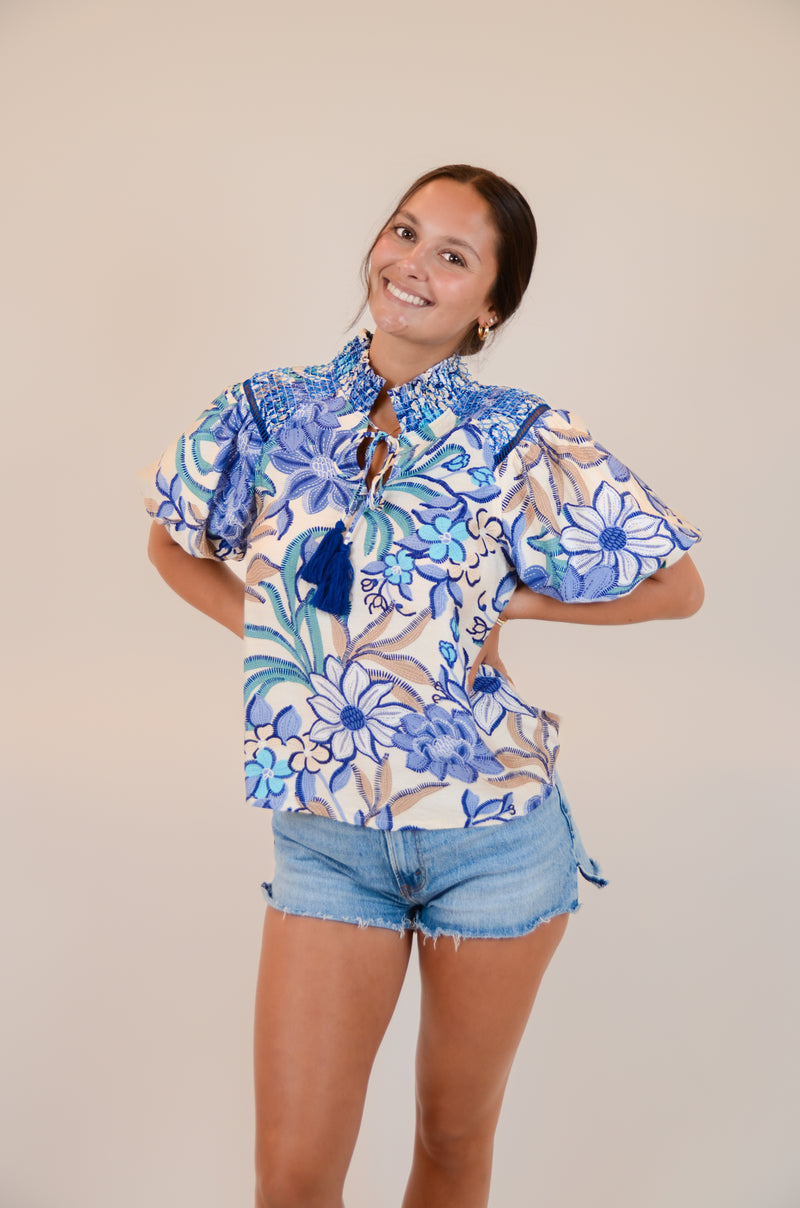 Blue Paisley Top